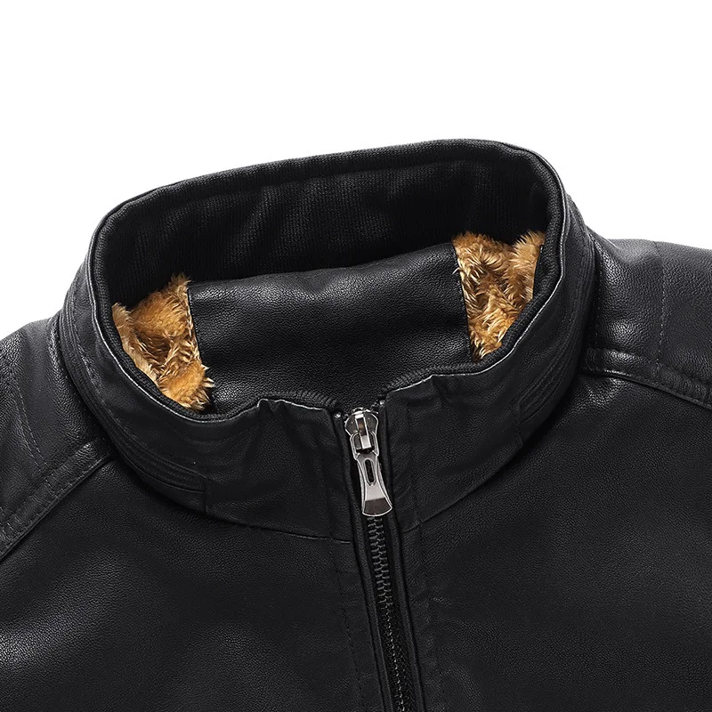 Men's Fashion Leather Jackets PU Stand Collar Menswear Spring, Autumn And Winter Plus Velvet & No Velvet Two Styles Clothing leather jacket outfit men