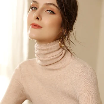 

2019 New autumn and winter knit sweater women collar pure color sweater short style versatile base sweater