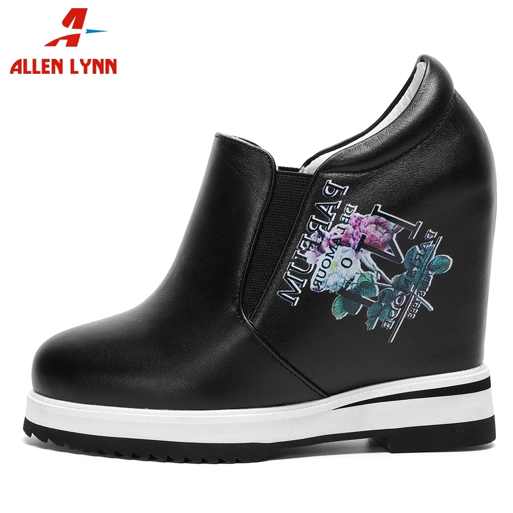 

ALLEN 2020 New Spring Ladies High Heel Shoes Woman 32-40 Elegant Height Increasing Pumps Women Whole Genuine Leather Pumps