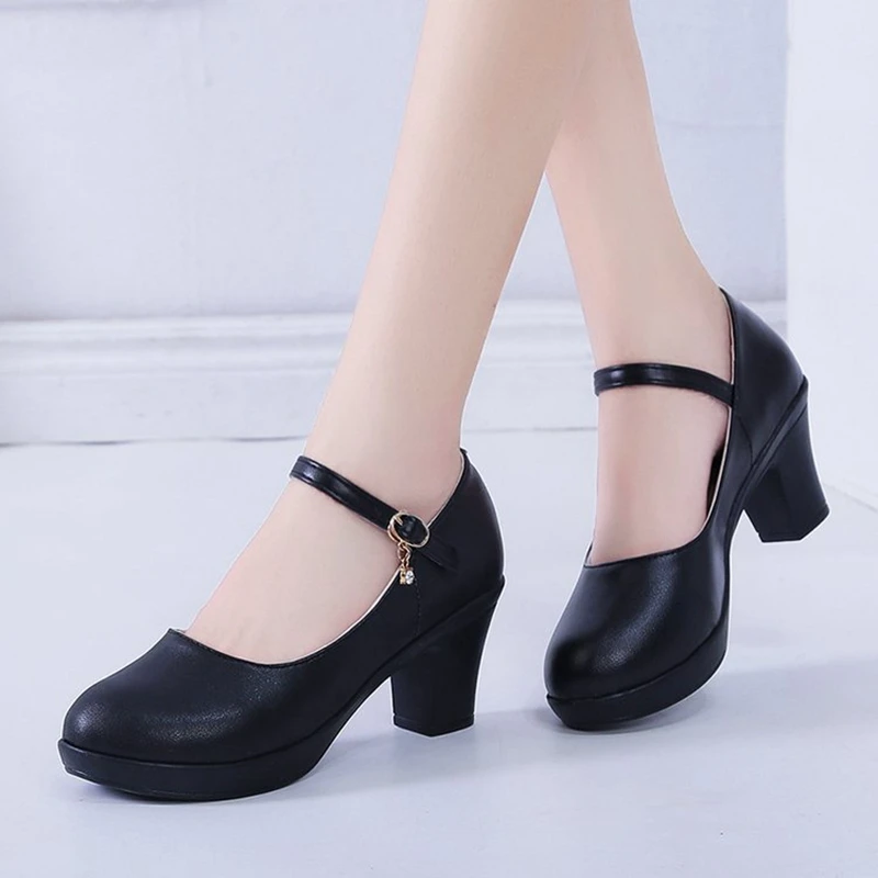 Zapatos de fiesta de alta calidad para mujer, calzado de boda, zapatos Mary Jane de charol, tacón alto, cómodos, de trabajo, otoño