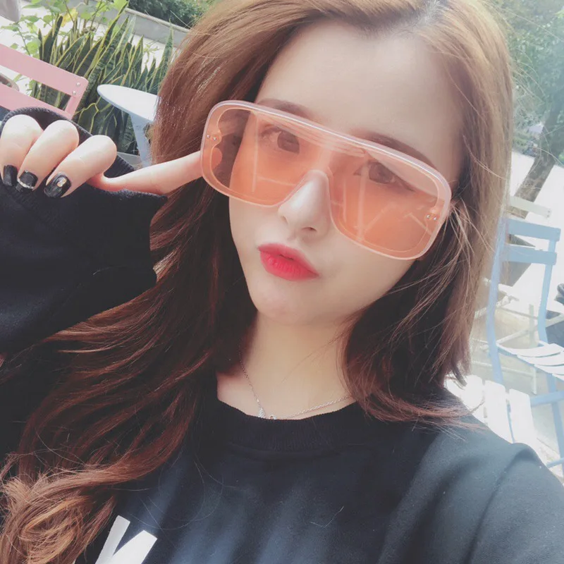 

One-piece Lens Reflective Windshield Sunglasses Girl'S Large Frame Trend Bv0167s College Style Beach Cool Sun Glasses