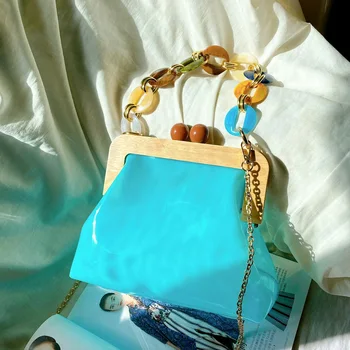 

Translucent Acrylic Box Bag Evening Bag For Women Pvc Clip Chain Bag Luxury Designer Women Handbag Banquet Party Shoulder Purse