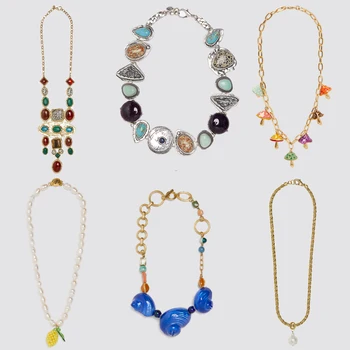 

Miwens 33 Designs ZA Metal Colorufl Natural Stone Necklace For Women Metal Chians Shell Link Necklace Toadstool Collar Jewelry