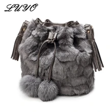 Зимняя сумка с леопардовым принтом из кроличьего меха, сумка-мешок через плечо, сумки на плечо для женщин, сумка-мессенджер, корзина, Роскошные Дизайнерские Сумочки