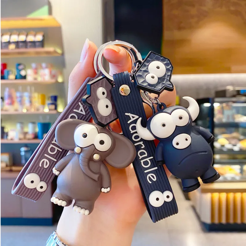 Epoxy Playful Monkey Keychain Elephant Cute Trinket Women Men Couple Pendant Bag Car Key Ring Jewelry Lanyard Accessory Gift Toy 2