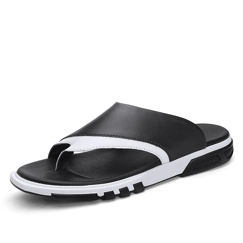 

Slipper Men Fashion 2020 Summer New Style Genuine Leather SLippers Anti-slip Outdoor Leather Flip Flops Men Beach Shoes
