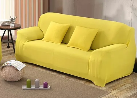 Candy yellow Твердые Цвет эластичные чехлы для диванов спандекс европейских и американских полиэстер угловой диван кушетка чехол стоматологическое кресло крышка протектор Гостиная 1/2/3/4 местный - Цвет: Candy yellow