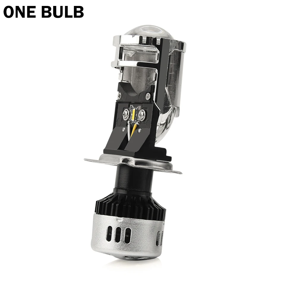 BraveWAY H4 LED Bulb with Mini Projector Lens H4 LED Conversion Kit 11000LM Automobiles Hi/Lo Beam LED Headlight Bulbs 12V 24V - Emitting Color: ONE BULB