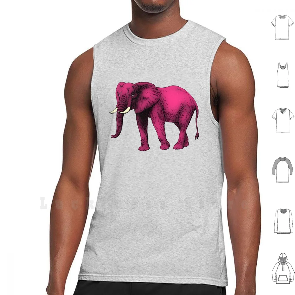 Розовый слон Топы на бретельках жилет 100% хлопок Животные дикий сафари Африка