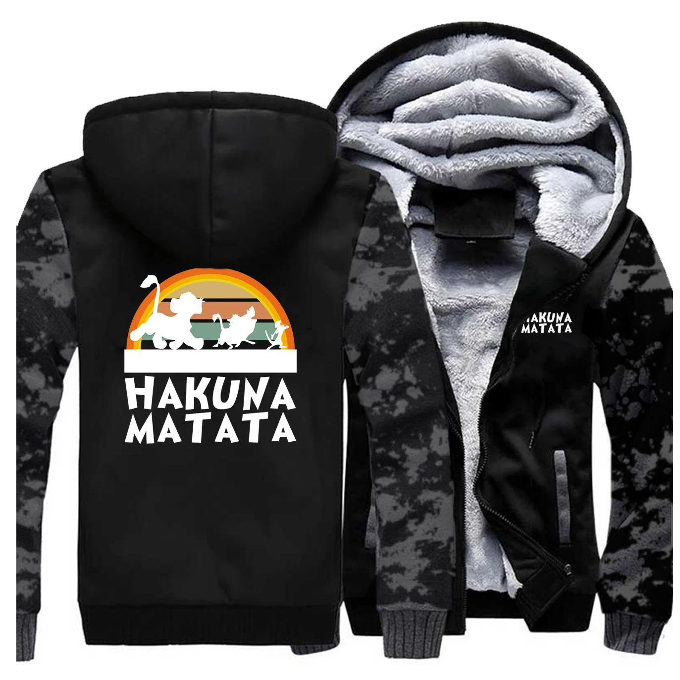 HAKUNA MATATA мультфильм зима новинка горячая Распродажа толстовки мужские реглан мода Король Лев пальто толстая забавная уличная одежда с мотивами из аниме