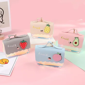 

Women's PVC Fruit Coin Bag Transparent Laser Coin Purse Keychain Avocado Strawberry Student Wallet