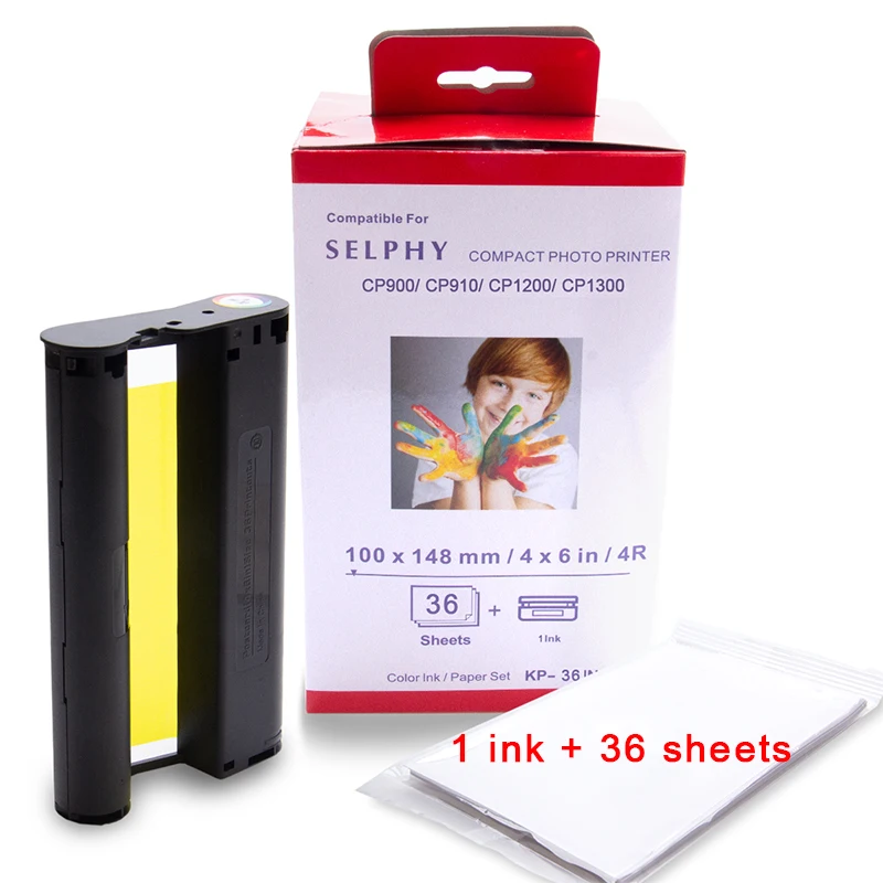 UniPlus для Canon Selphy набор цветной чернильной бумаги Компактный фотопринтер CP1200 CP1300 CP910 CP900 3 шт. чернильный картридж KP 108IN KP-36IN