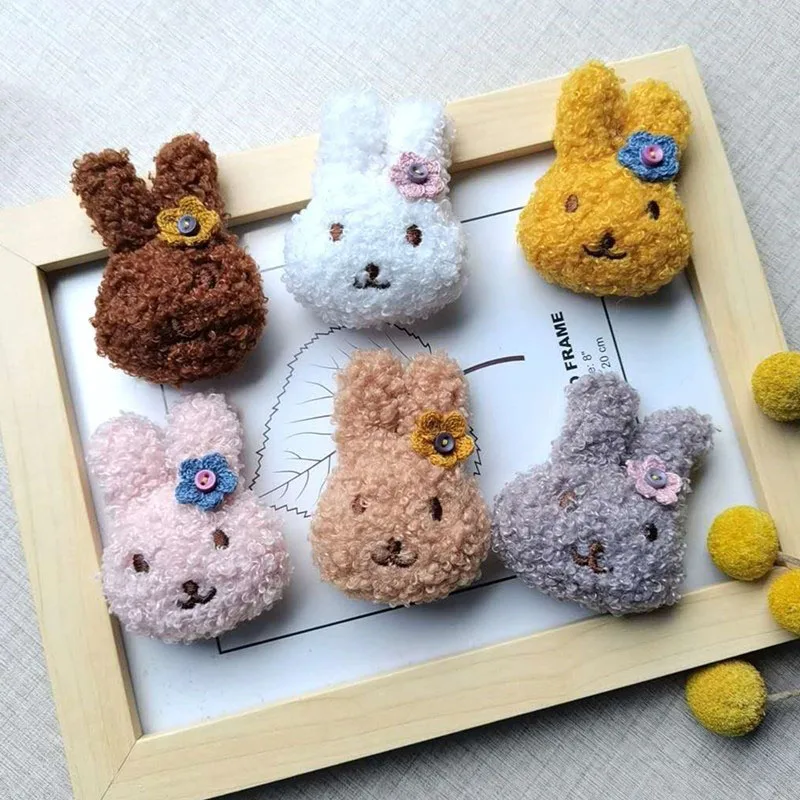 10Pcs/Lot Plush Cartoon Teddy Velvet Rabbit Appliques For Baby Headwear Clip Bow Accessories Decor Patches | Дом и сад