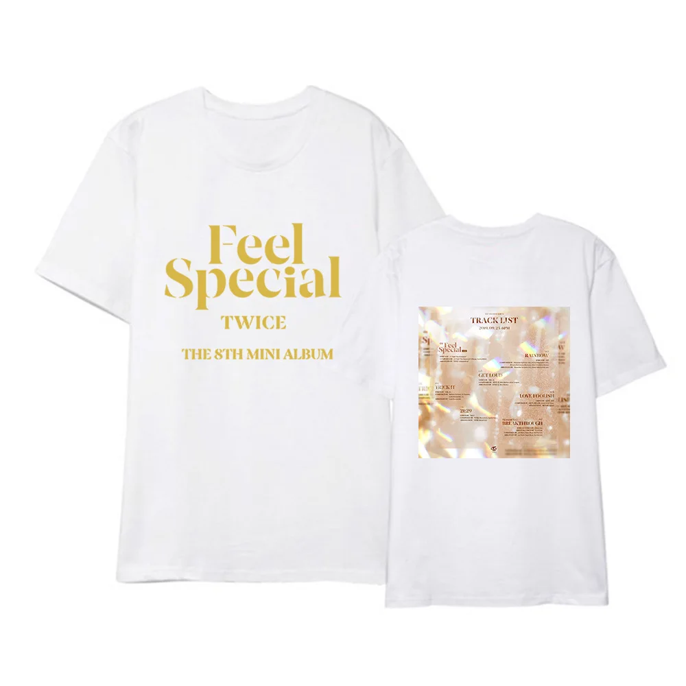 Kpop TWICE FEEL SPECIAL The 8th Mini Album Shirt Повседневная Свободная одежда в стиле хип-хоп футболка Топы с короткими рукавами футболка DX1219