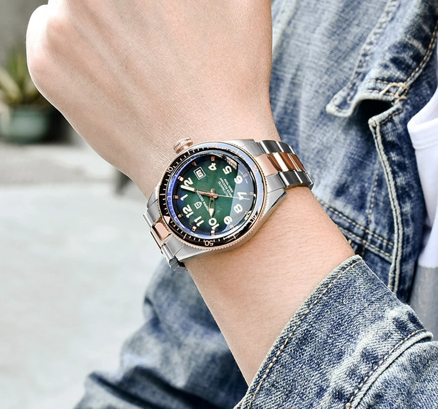 Cena PAGANI DESIGN mechaniczne zegarki mężczyźni automatyczny zielony wodoodporny luksusowy biznes sport NH35A zegarek dla nurka zegar Relogio Masculino