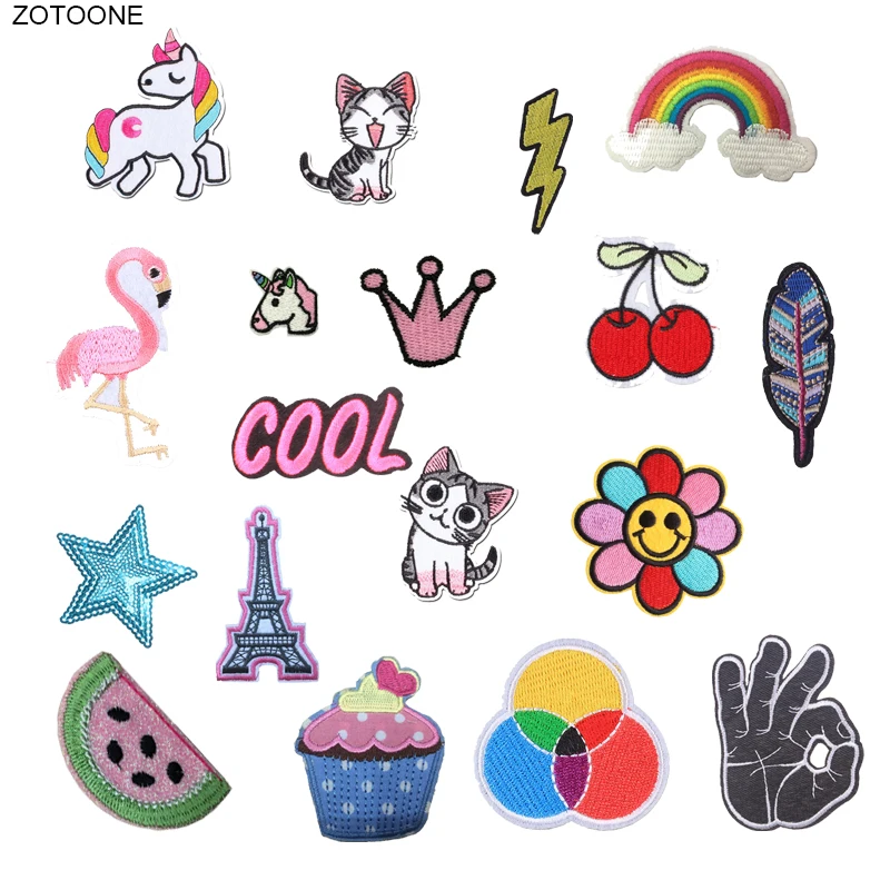 

10Pcs Iron on Unicorn Cat Flamingo Patch for Clothing Sew on Letter Sticker Heat Transfer Embroidered Diy Applications Fabric G