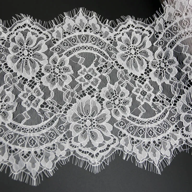 3 meters/lot) 22cm White eyelash lace fabric Decoration Love Wedding dress  accessories