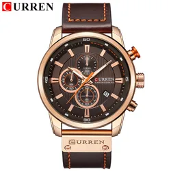 Luxury Chronograph Quartz Watch for Men - Sports & Military Style (Rose coffee)