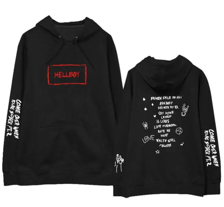 Модный пуловер с принтом lil peep подходит, когда вы трезвы, толстовки унисекс, флисовая/тонкая свободная толстовка, 4 цвета - Цвет: thin