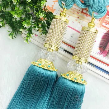 

2 Pcs Luxury High-grade Crystal Curtain Hanging Ball Long Tassels Curtain Tiebacks Bandages Brushes Curtain Accessories