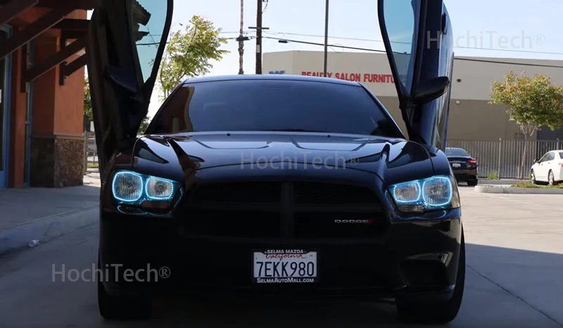 for Dodge Charger SXT Plus 2011 2012 2013 RGB Multi Color LED Angel Eyes Halo Rings Kit