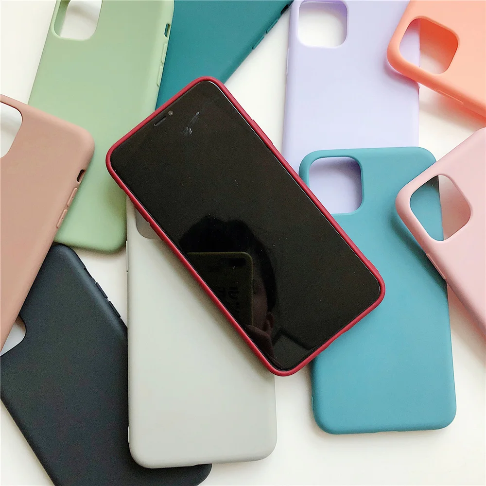 N1986N чехол для телефона для iPhone 11 11 Pro Max X XR XS Max 6 6s 7 8 Plus модный карамельный цвет простой сплошной цвет мягкий силиконовый чехол