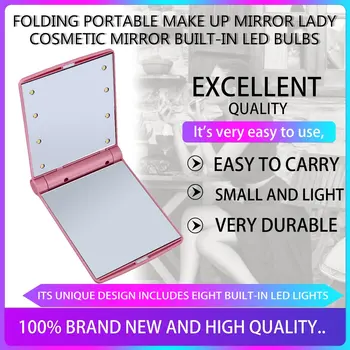 

Facial Steamer Compact Folding Magnetic Opening Pocket LED Make Up Mirror Cosmetic Vanity Mirror Gift Built-in LED Bulbs Mirror