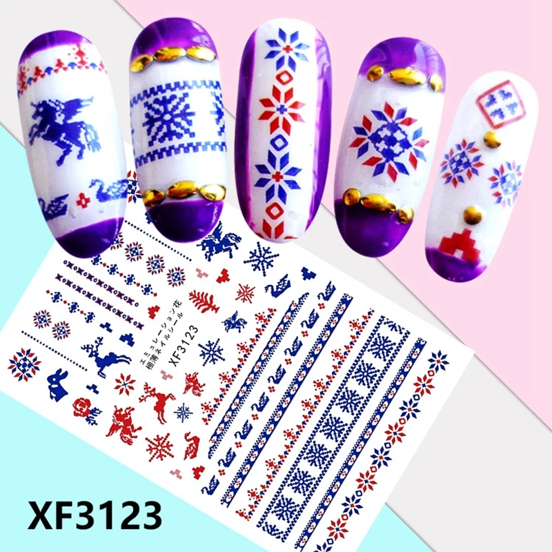 

RBAN NAIL 1 Sheet Colorful Nail Sticker Mixed Patterns Self-adhesive Decals DIY For Beauty Decal Nail Art Decoration Tools