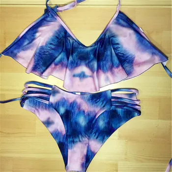 

2020 New Bandage Bikini Set Push-Up Brazilian Print Swimwear Beachwear Swimsuit Women Swimwear Dropping Biquini