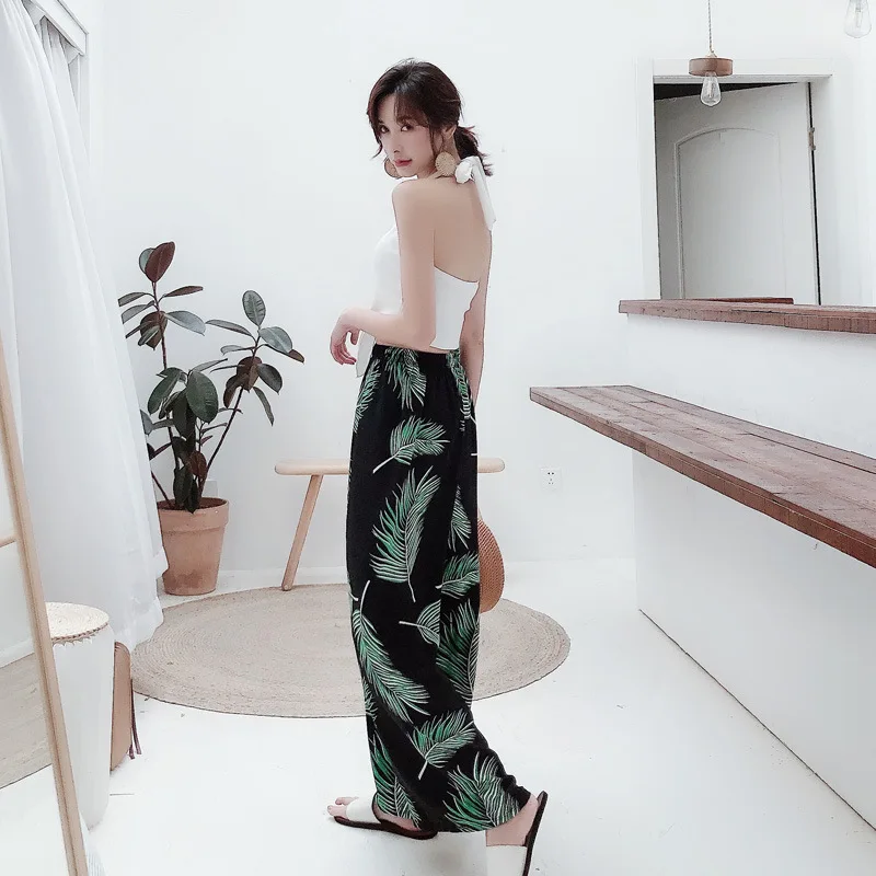 

New Style Hot Springs Bathing Suit Women's Backless Casual Fashion Sexy Slim Fit Slimming Boxer Trousers Three-piece Set Two-pie