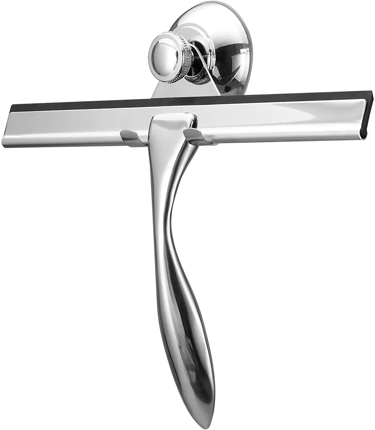 GLAMFIELDS Shower Squeegee Silver, 10inch Stainless Steel Shower Scraper Wiper for Bathroom Mirror Window and Car Glass 