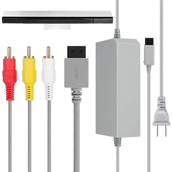 

3 in 1 Combo- AC Power Adapter + Composite Audio Video Cable + Wired Motion Sensor Bar for Nintendo Wii Wii U US Plug
