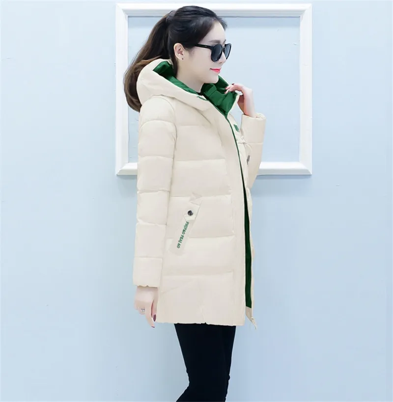 New Winter Women Casual Long Sleeve Hooded Jackets Loose Warm Middle School Student Cotton Coat Female Coats Zipper Outerwea