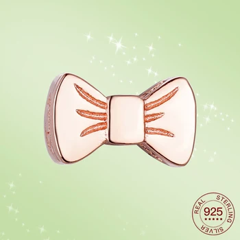 

Fashion 925 Sterling Silver CharmsRose gold Bow Original Reflection Fit Original silver DIY Je welry Suitable for Women