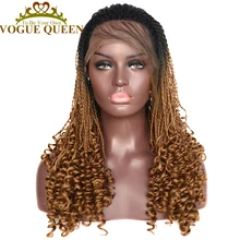 Vogue queen два тона Омбре блонд твист косы с кудрявым концом синтетический парик фронта шнурка для женщин