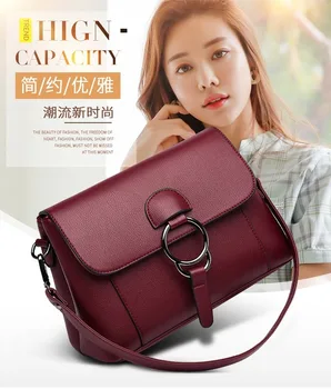 

2020 New Style Soft Leather Double Layer Shoulder Bag Handbag Middle-aged Messenger Bag
