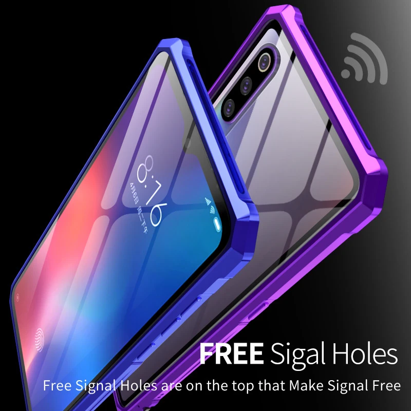 Роскошный Алюминиевый металлический бампер чехол Xiaomi mi 9 чехол mi 9 чехол противоударный прозрачный закаленное стекло задняя крышка Xiaomi mi 9 чехол