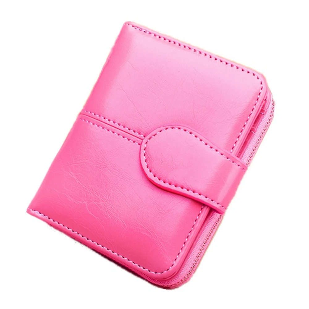 Short Rose Red Корейский Повседневный женский длинный/короткий кошелек на молнии, женский клатч, держатель для карт, застежка-молния, складной кошелек, кошелек для мелочи из искусственной кожи - Цвет: Short Rose Red