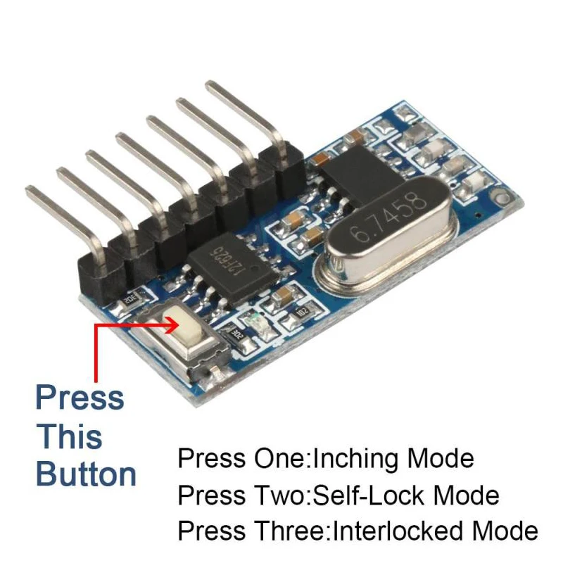QIACHIP 2 PCS 433Mhz Wireless Remote Control Switch 4CH RF Relay 1527 Encoding Learning Module For Light Receiver Diy Kit Regular price $5.99 superheterodyne 433Mhz RF transmitter and receiver Module
