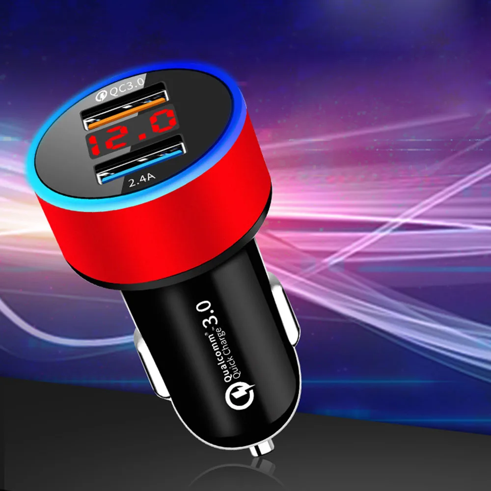 1 шт., DC12V-24V, USB, два порта, цифровой дисплей, автомобильное зарядное устройство, запчасти для прикуривателя