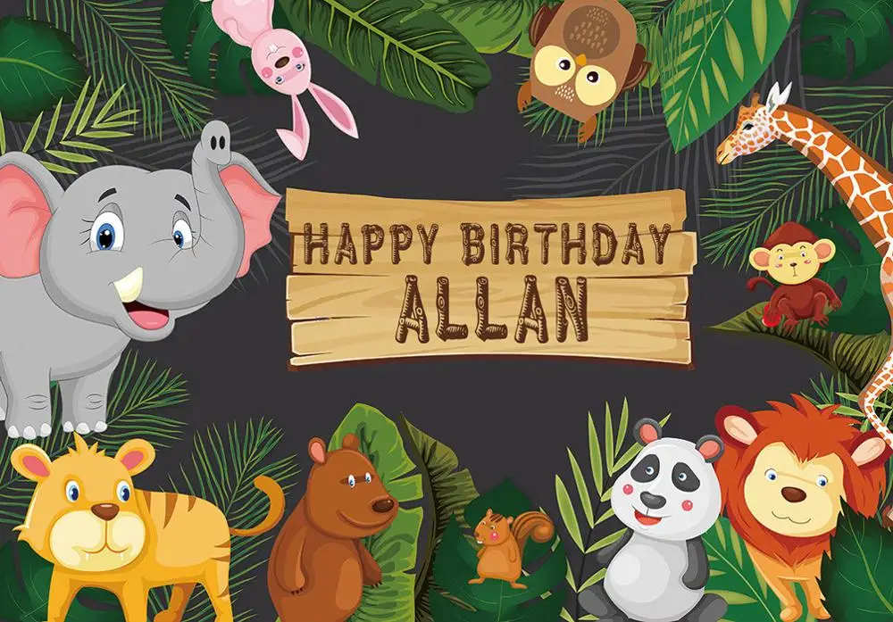 Zy261 Animals theme Elephant Liong King Backdrops Custom Children Birthday Photography Background Studio Party Decoration