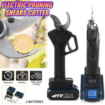 

800W 21V LED Display Electric Pruning Scissors Pruning Shears Garden Pruner Secateur Branch Cutter Cutting Tool With 2x Battery