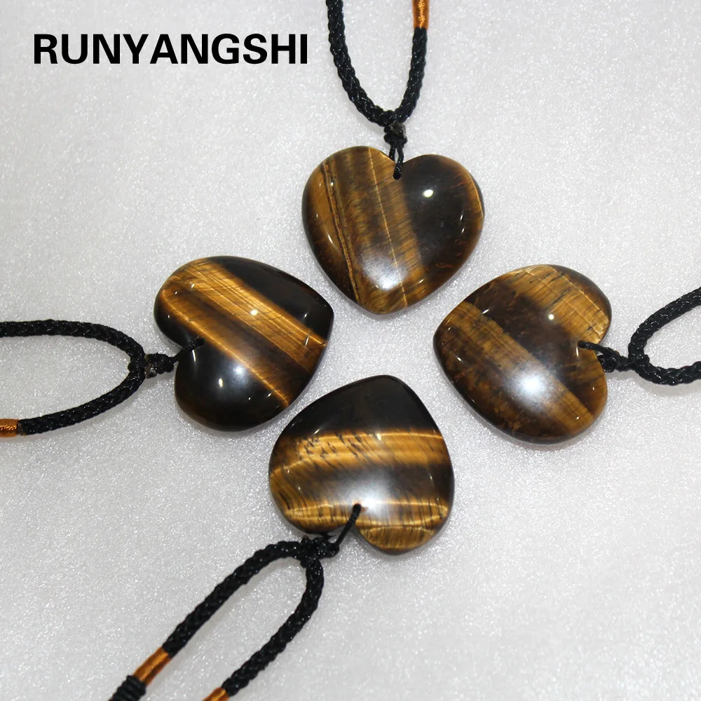 

1PCS Natural Crystal Pendant Tiger Eye Stone Love Shape Necklace Crystal Crafts Feminino Jewelry