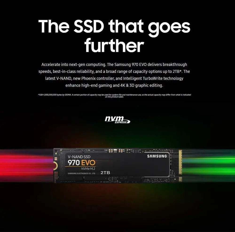 samsung 970 EVO внутренний SSD 500 ГБ 1 ТБ PCIe Gen 3,0x4 NVMe 1,3 Интерфейс Max Скорость 3500 МБ/с. твердотельный накопитель