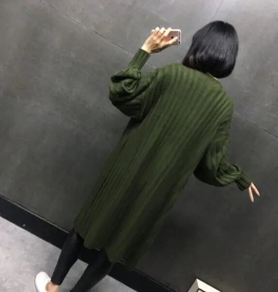 Длинный кардиган Harajuku Дамская Весенняя мода длинный вязаный свитер женское большое пальто повседневная черная куртка зимняя одежда свитер