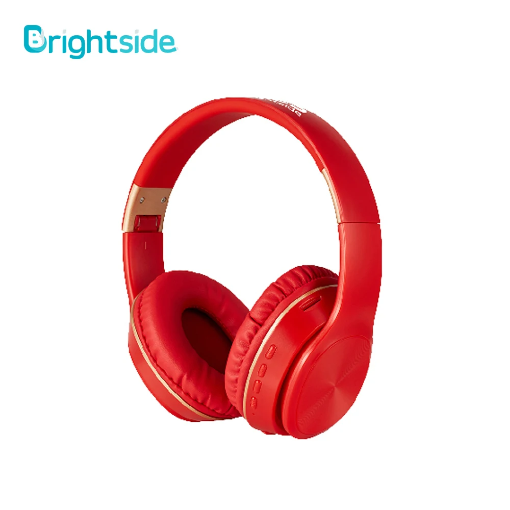 Беспроводные наушники Brightside, Bluetooth гарнитура, складные наушники с глубоким басом, наушники с микрофоном, TF карта, для Ipad, мобильного телефона - Цвет: red