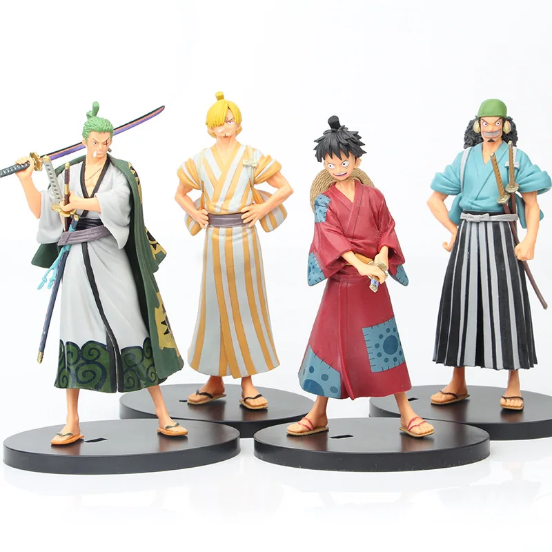 17cm One Piece Figure Toys Luffy Zoro Sanji Usopp Straw Hat Pirates Warrior with Sword Anime Model Dolls |