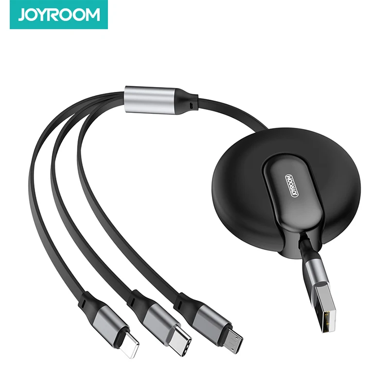 Black Joyroom 3 в 1 usb type C Micro USB кабель type-c USB C выдвижной портативный зарядный кабель для быстрой зарядки мобильного телефона - Цвет: Black