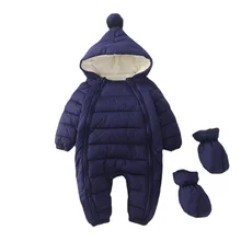 Mono con capucha para bebé recién nacido, traje de nieve cálido de terciopelo, de algodón