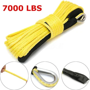

7700LBs Synthetic Winch Rope Synthetic Fiber Yellow 50ft Winch Line Cable